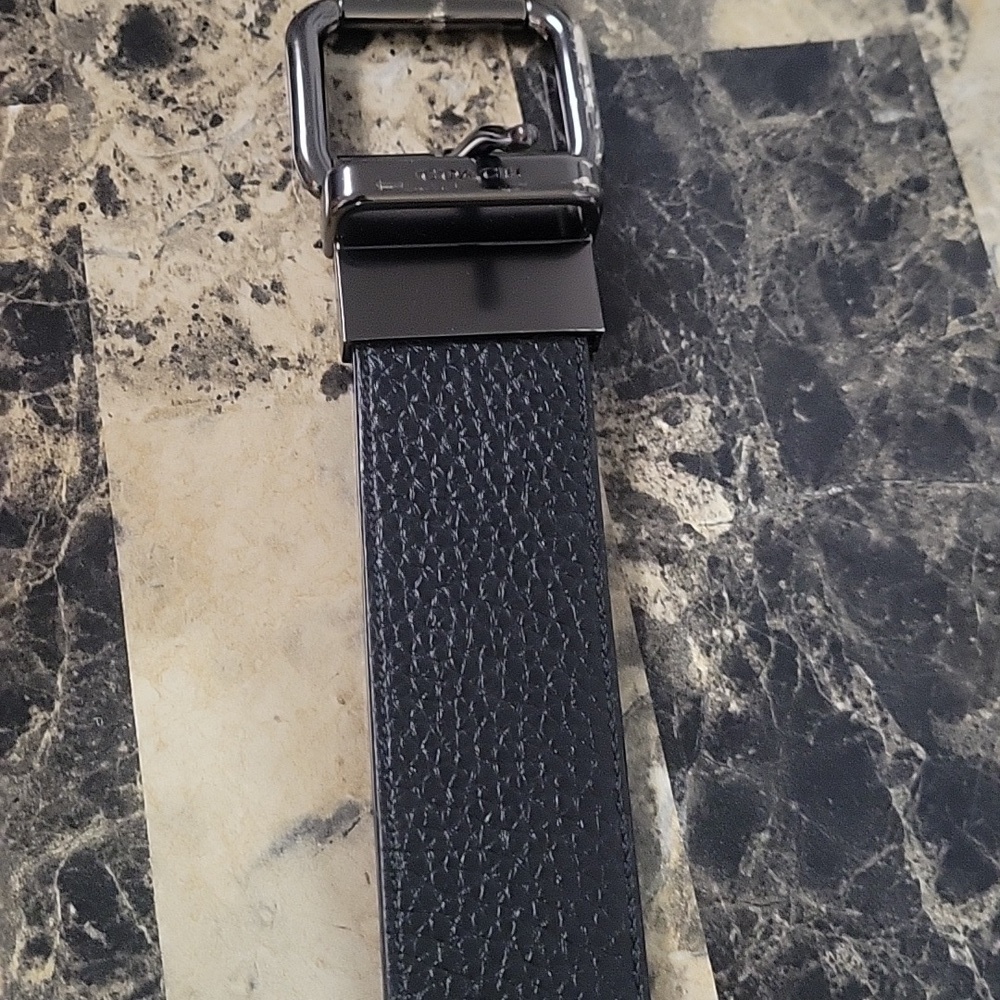Coach Reversible Black/Brown Leather Belt with Silver Buckle - Picture 2 of 5